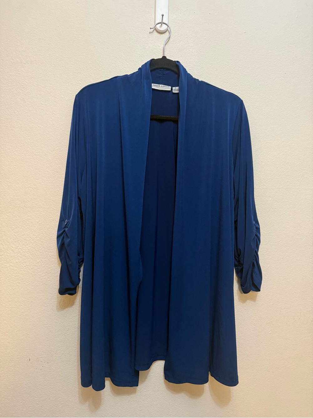 Susan Graver Royal Blue Open-Front Cardigan